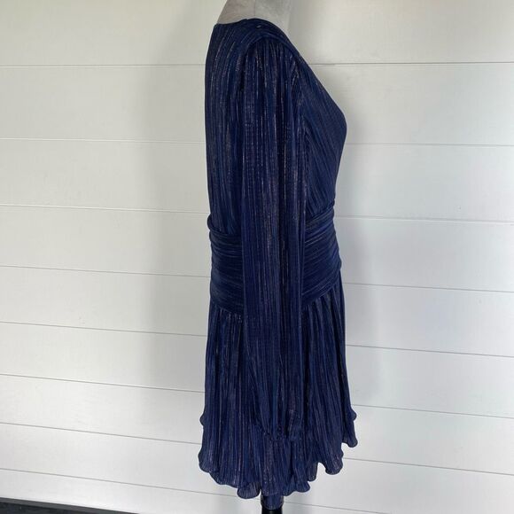 Lilly Pulitzer Jessamie Dress Low Tide Navy Foil Printed Crinkle Woven Size 10 - Picture 4 of 12